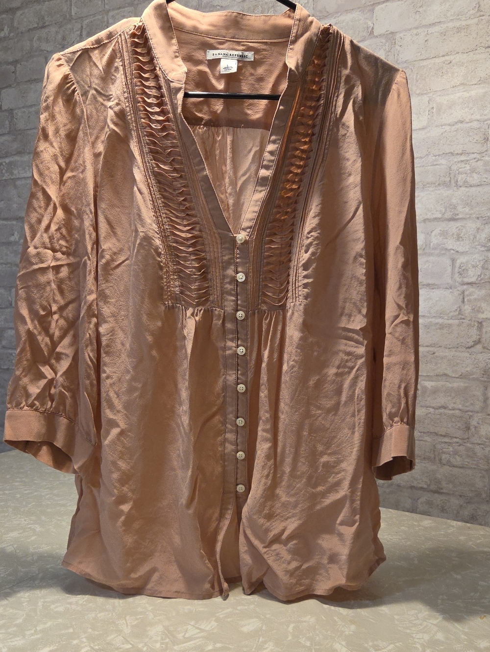 Banana Republic Dusty Rose Button-Front Pintuck Blouse